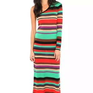 BCBG MaxAzria Anadia OneShoulder Stripe Maxi Dress